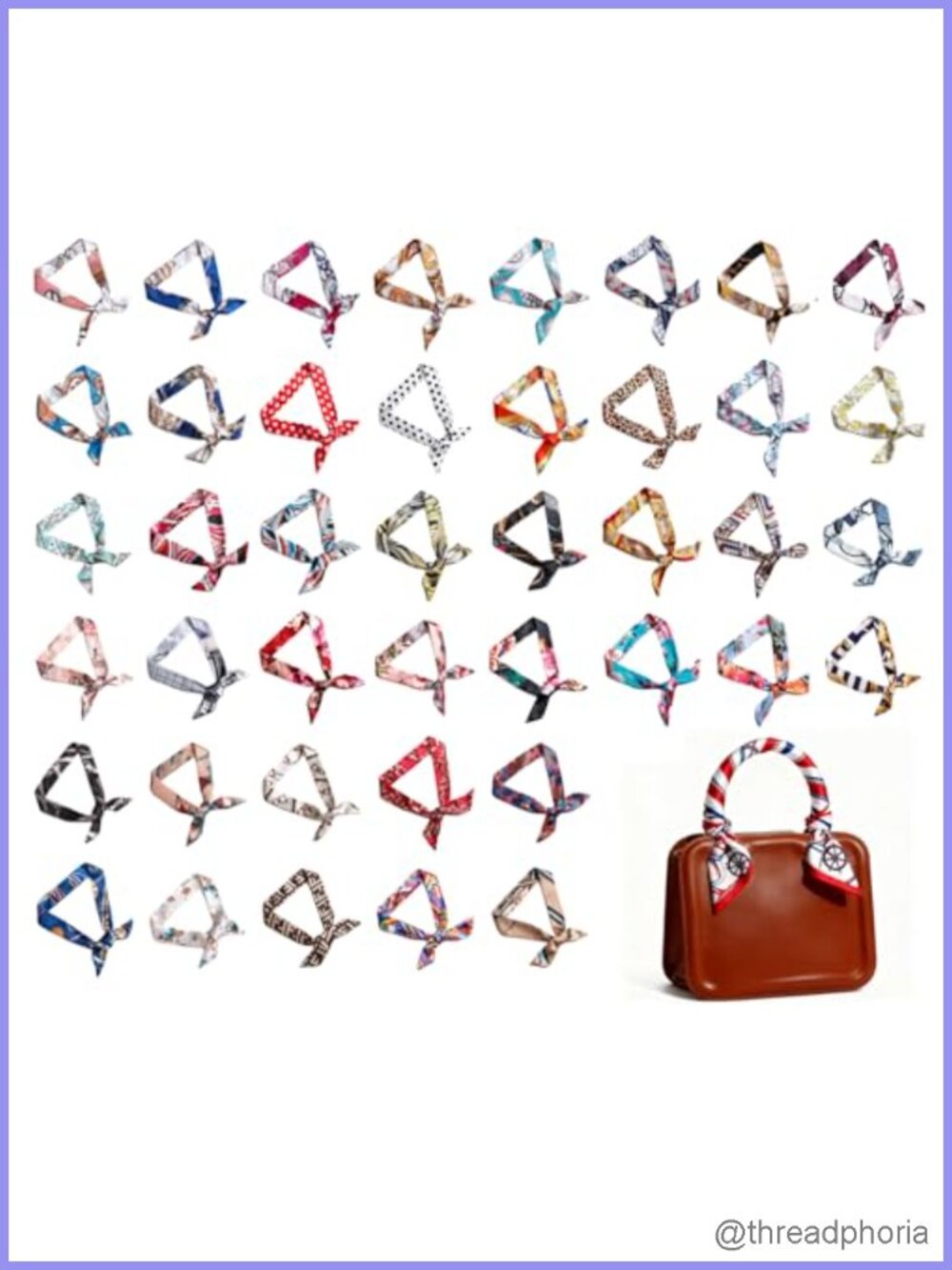 42 Pcs Decorative Purse Scarves Satin Ribbon Set for Handbags Hair Wraps